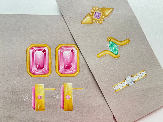 Curso Online Dibujo y Acuarela Joyas y Piedras Facetadas / Personalizado